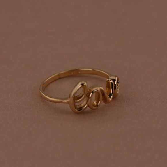 14k Real Gold Love Ring | Fancy Love Ring | Real Gold Everyday Ring | - Picture 8 of 10